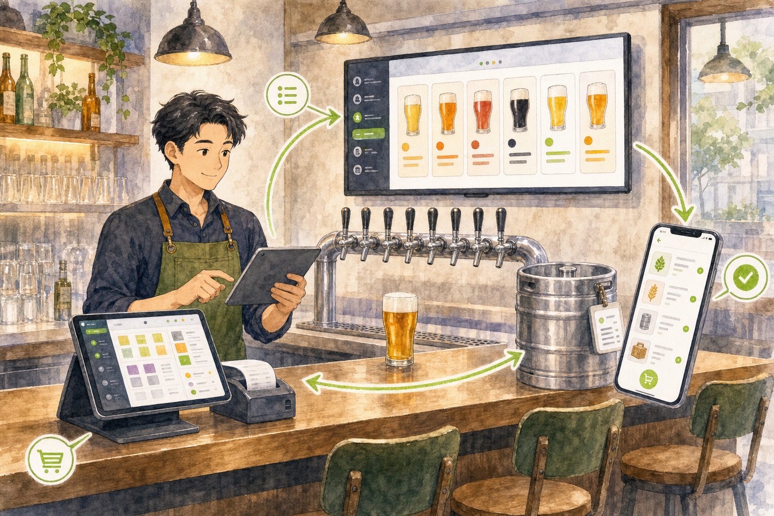 啤啤掌柜把数字酒单、行业 POS、酒桶核算和供应商采购连接成一套经营闭环